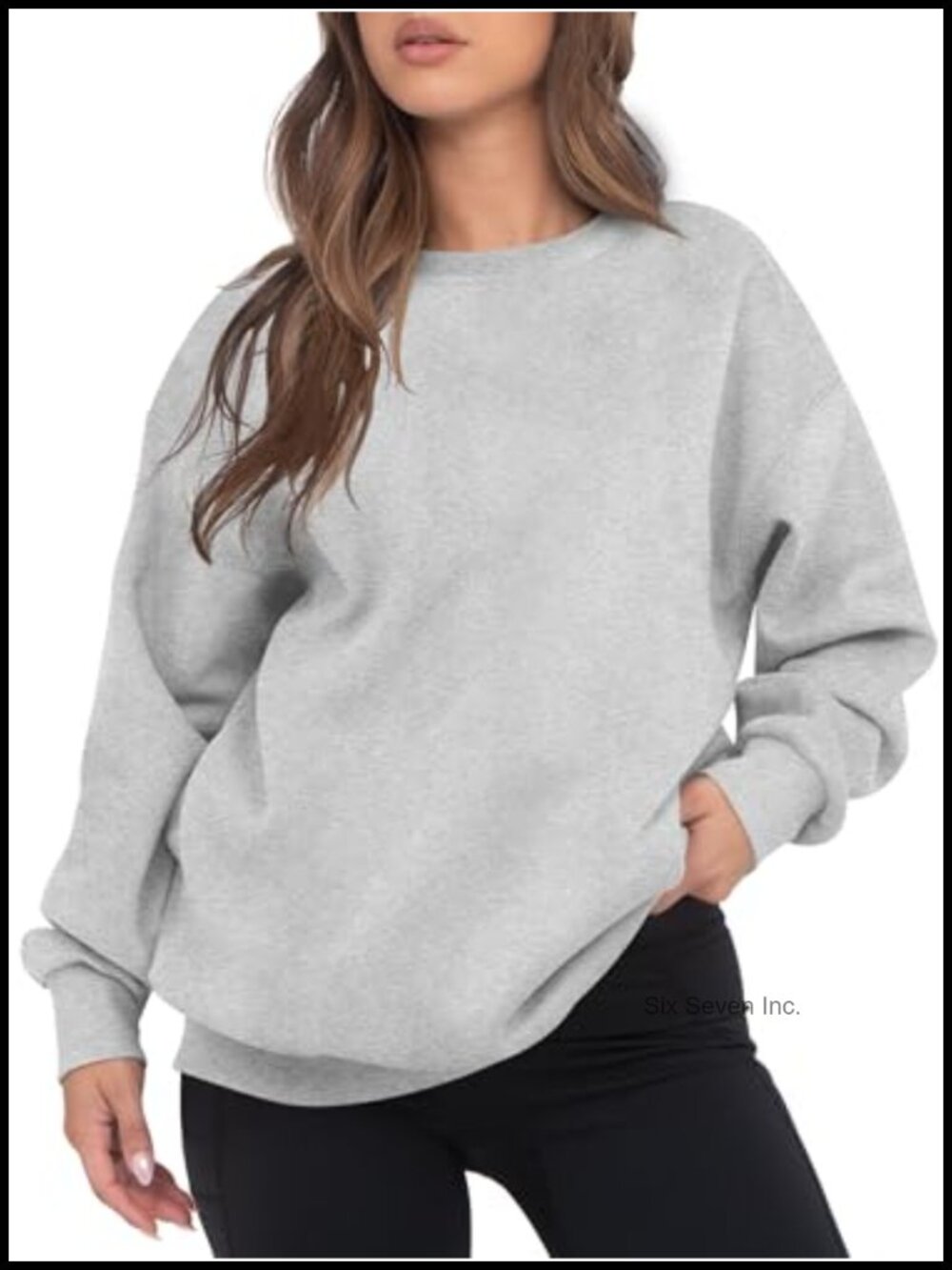 Oversized Crewneck Sweatshirt Cotton Blend Fleece Loose Pullover